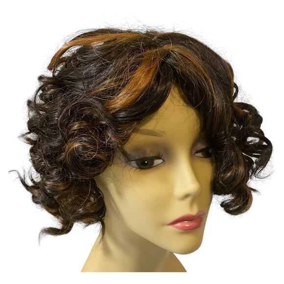 Soft Curls Wig Synthetic Hair Dark Brown Black Copper Women Teens Avg Size NWT - Picture 10 of 12